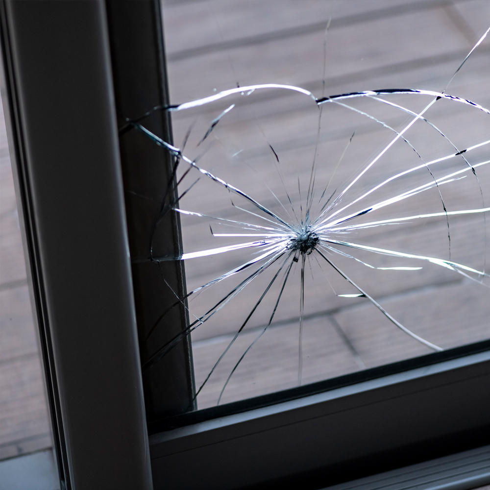 broken sliding door glass